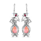 Rhodochrosit und afrikanische Rubin Ohrringe, 925 Silber platiniert ca. 9.28 ct