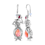Rhodochrosit und afrikanische Rubin Ohrringe, 925 Silber platiniert ca. 9.28 ct