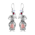 Rhodochrosit und afrikanische Rubin Ohrringe, 925 Silber platiniert ca. 9.28 ct
