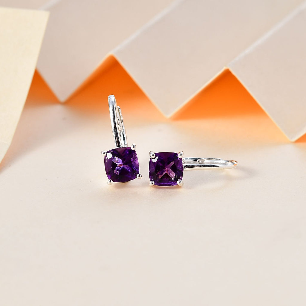 Afrikanische Amethyst Ohrringe, 925 Silber ca. 1.83 ct