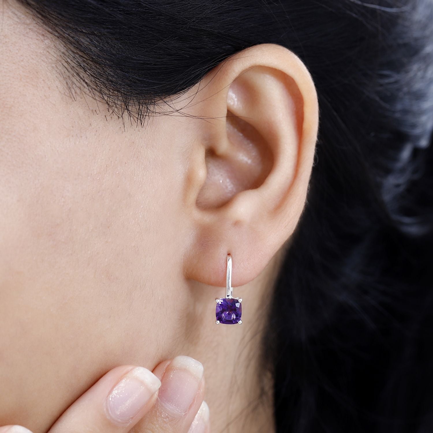 Afrikanische Amethyst Ohrringe, 925 Silber ca. 1.83 ct