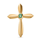 Kolumbianischer Smaragd Kreuz-Anhänger, 925 Silber vergoldet ca. 0.16 ct