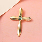 Kolumbianischer Smaragd Kreuz-Anhänger, 925 Silber vergoldet ca. 0.16 ct