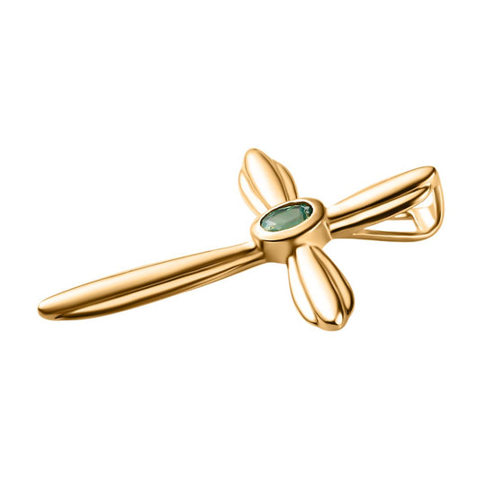 Kolumbianischer Smaragd Kreuz-Anhänger, 925 Silber vergoldet ca. 0.16 ct