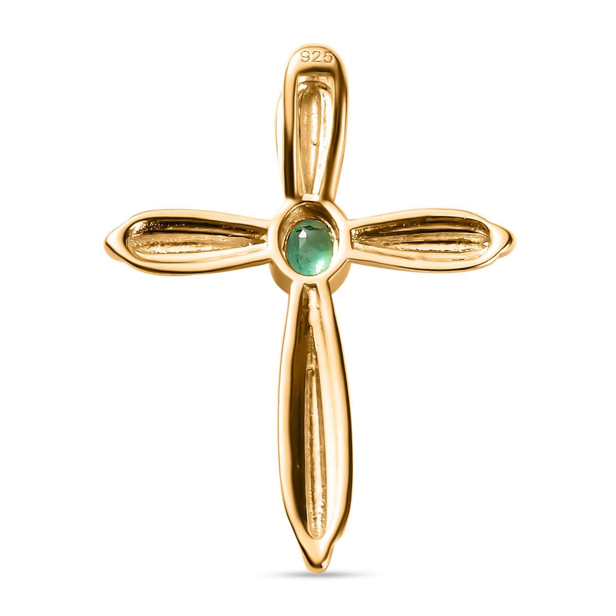 Kolumbianischer Smaragd Kreuz-Anhänger, 925 Silber vergoldet ca. 0.16 ct