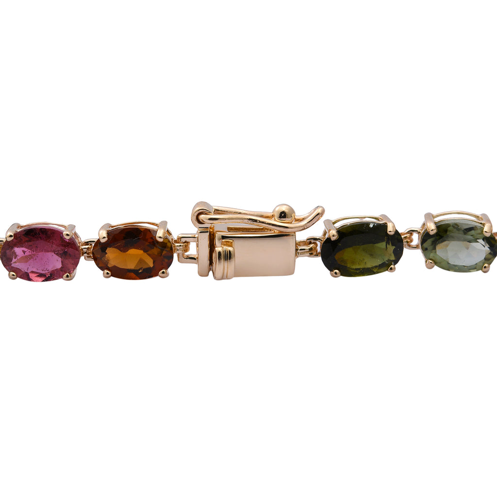 AAA Mehrfach-Turmalin Armband, ca. 19 cm, 585 Gold ca. 11.52 ct
