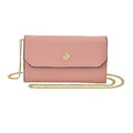 Echtleder Clutch mit Metallriemen, Rosa