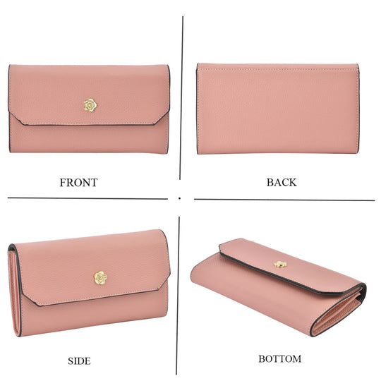 100% Echtleder Clutch mit RFID Schuz, 120 cm metall Riehmen, 20x12 cm, Rosa