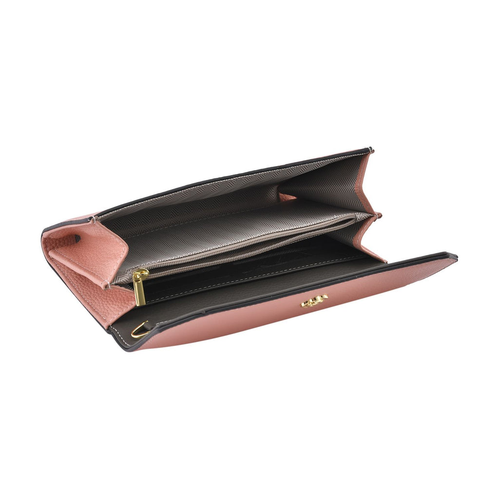 100% Echtleder Clutch mit RFID Schuz, 120 cm metall Riehmen, 20x12 cm, Rosa