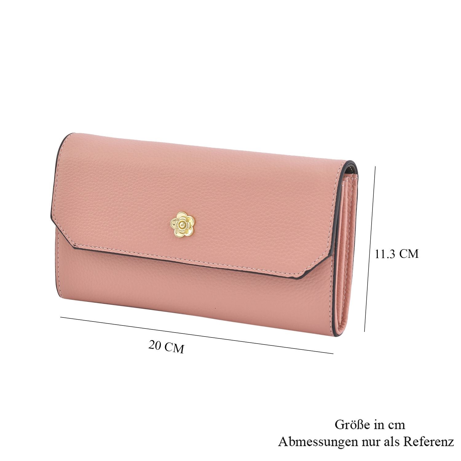 100% Echtleder Clutch mit RFID Schuz, 120 cm metall Riehmen, 20x12 cm, Rosa