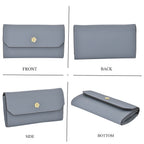 100% Echtleder Clutch mit RFID Schuz, 120 cm metall Riehmen, 20x12 cm, grau