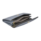 100% Echtleder Clutch mit RFID Schuz, 120 cm metall Riehmen, 20x12 cm, grau