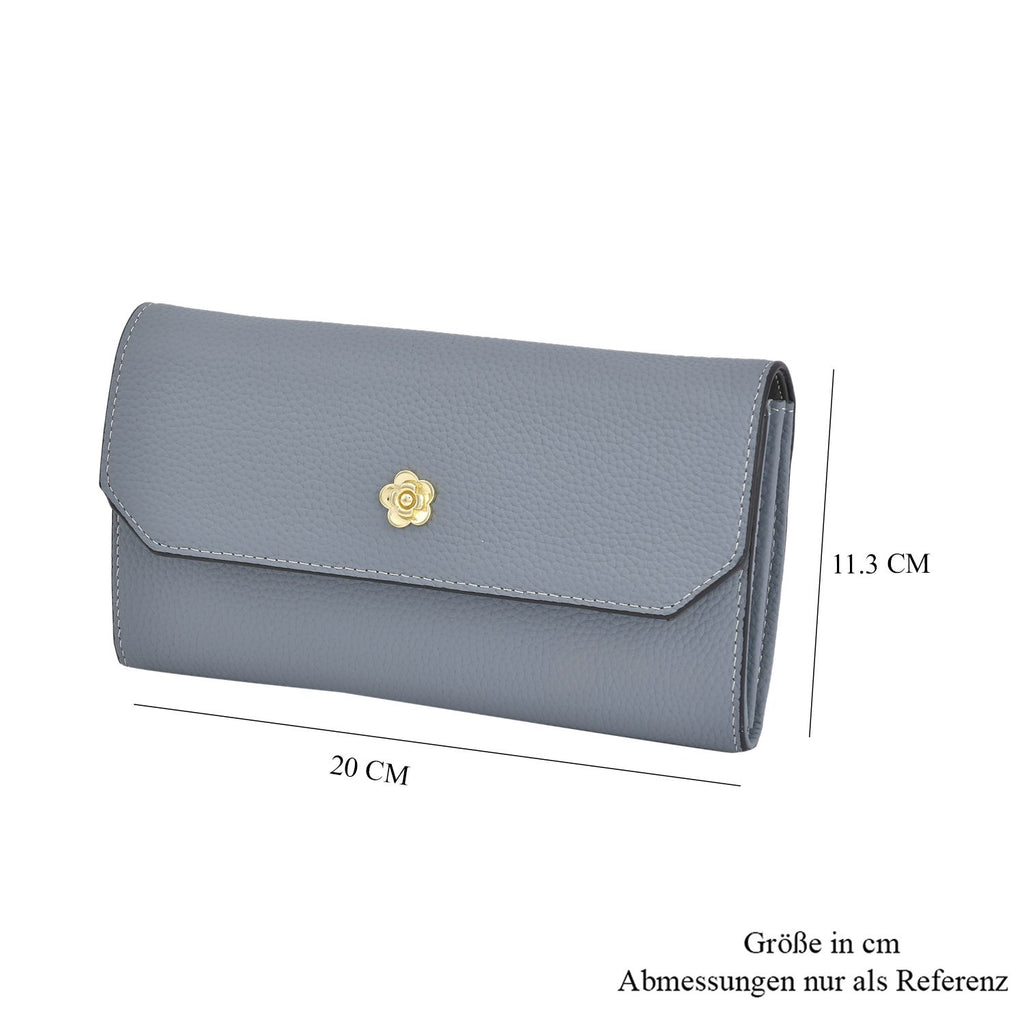 100% Echtleder Clutch mit RFID Schuz, 120 cm metall Riehmen, 20x12 cm, grau