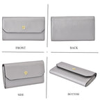 100% Echtleder Clutch mit RFID Schuz, 120 cm metall Riehmen, 20x12 cm, Grau