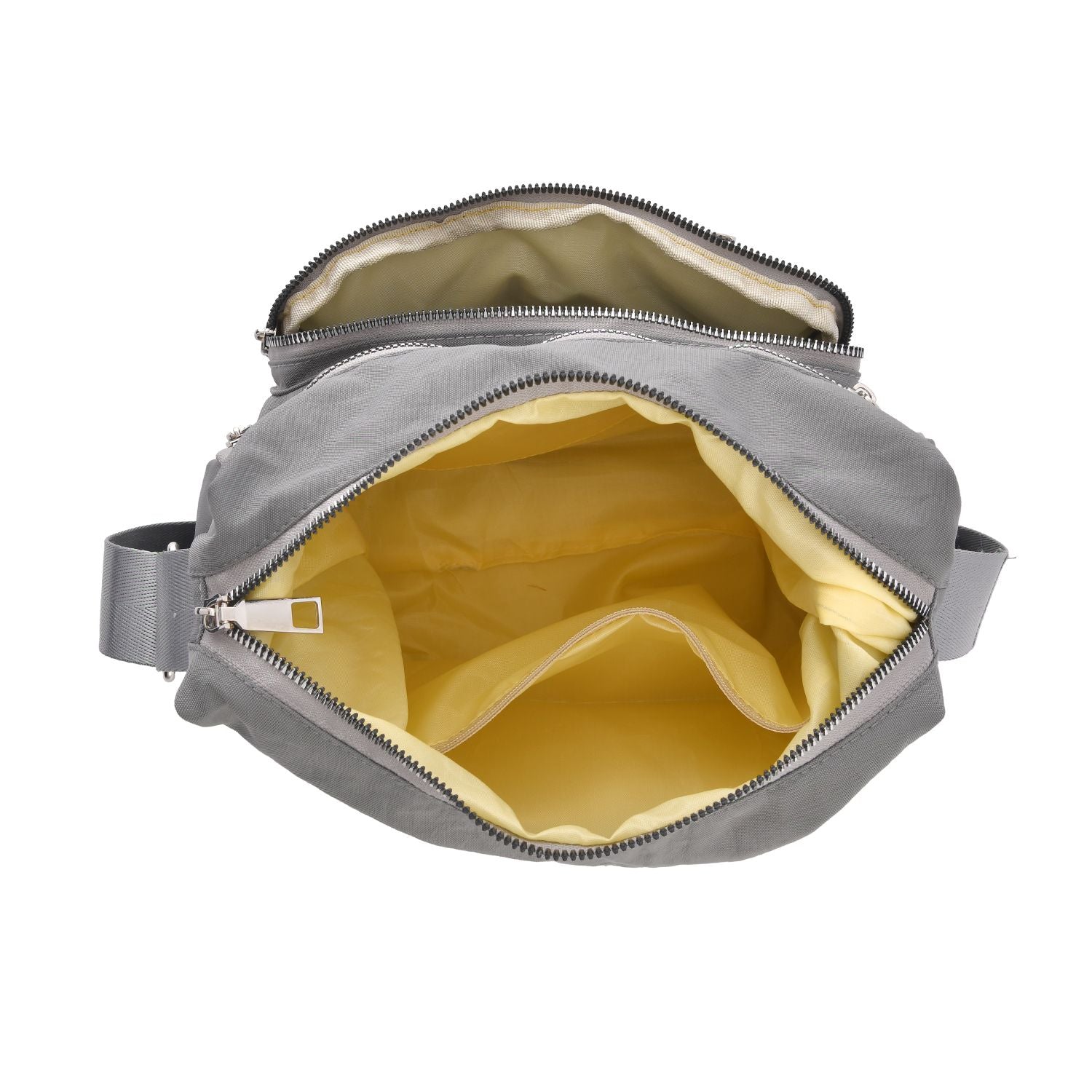 Umhängetasche aus strapazierfähigem Material mit mehreren Fächern, Größe 25x9x18 cm, grau
