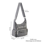 Umhängetasche aus strapazierfähigem Material mit mehreren Fächern, Größe 25x9x18 cm, grau