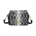 Crossbody Tasche aus 100% echtem Leder, Schlangenhautmuster, 19x7x14cm, Hellgrau