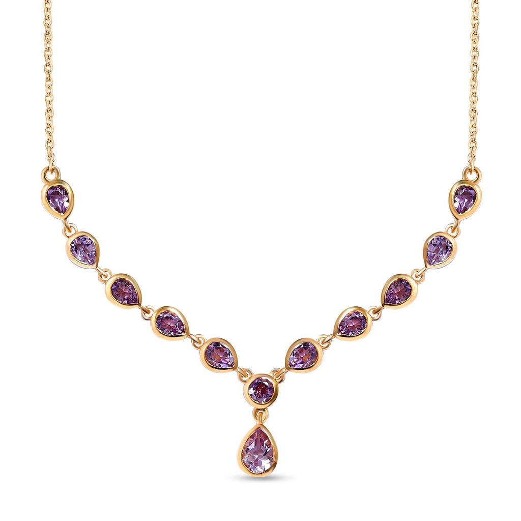 Rose De France Amethyst Halskette, ca. 45 cm, 925 Silber vergoldet ca. 3.80 ct