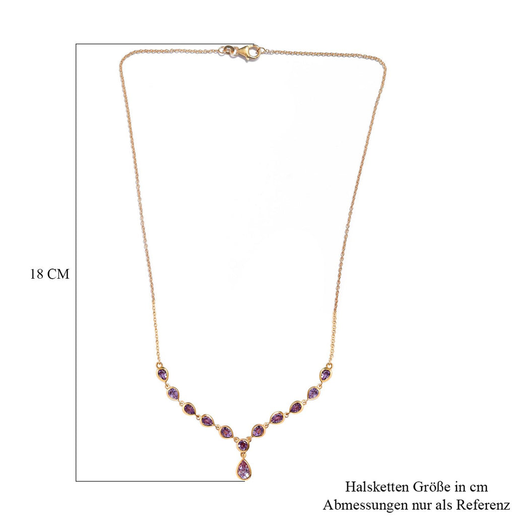 Rose De France Amethyst Halskette, ca. 45 cm, 925 Silber vergoldet ca. 3.80 ct