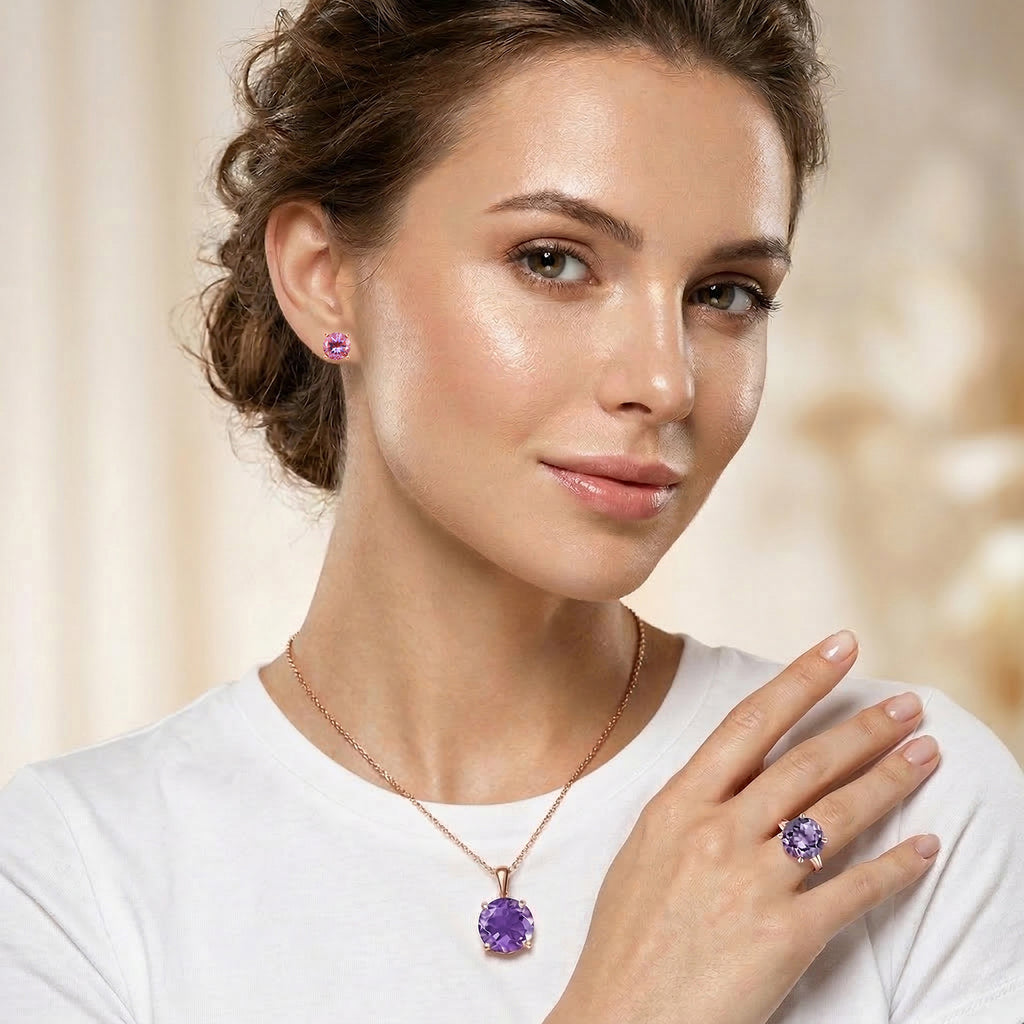 D’Joy AA Rose De France Amethyst und Zirkon Schmuckset