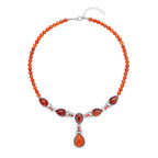 Rote Achat Halskette, ca. 45 cm, ca. 164,00 ct