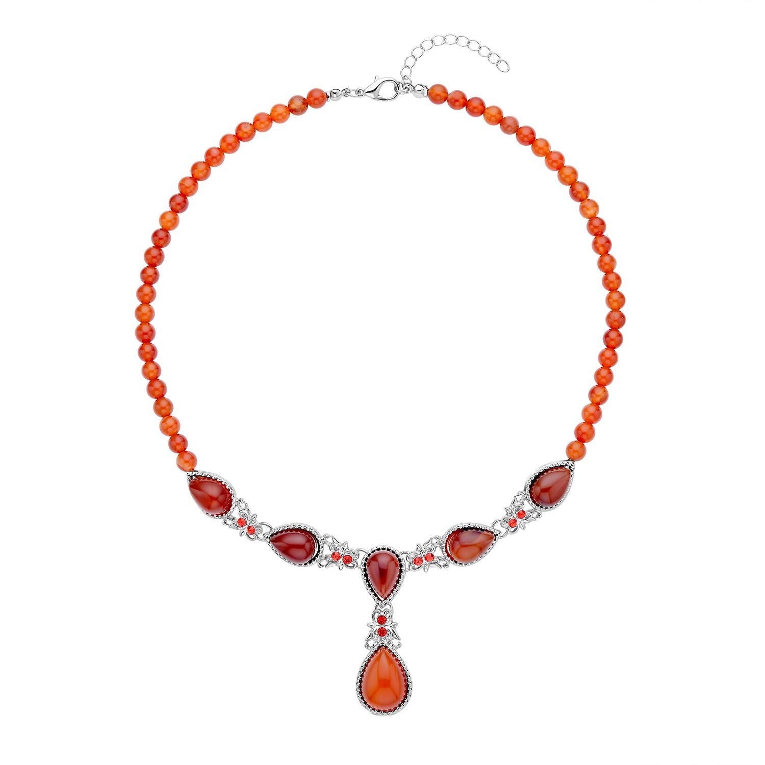 Rote Achat Halskette, ca. 45 cm, ca. 164,00 ct