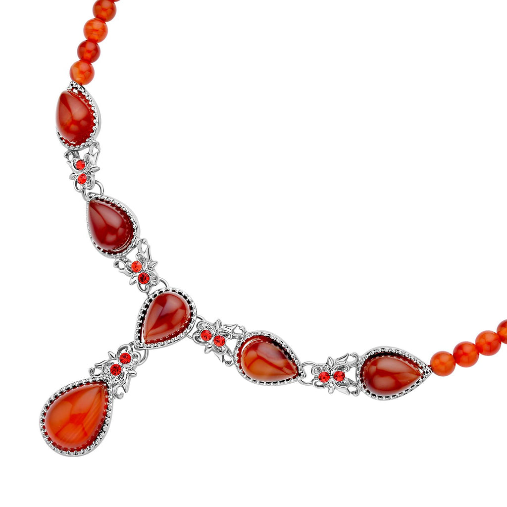 Rote Achat Halskette, ca. 45 cm, ca. 164,00 ct