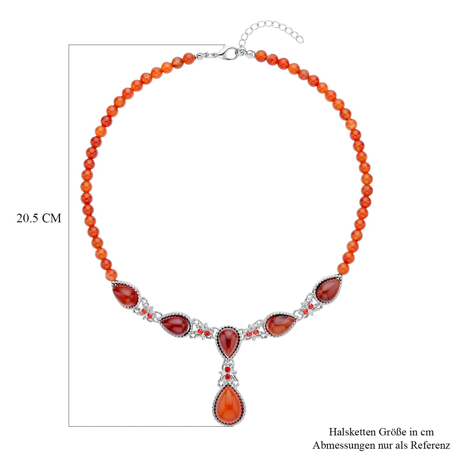 Rote Achat Halskette, ca. 45 cm, ca. 164,00 ct