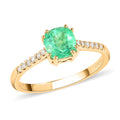 AAA Kolumbianischer Smaragd, Weißer Diamant Ring 585 Gold (Größe 17.00) ca. 1.10 ct