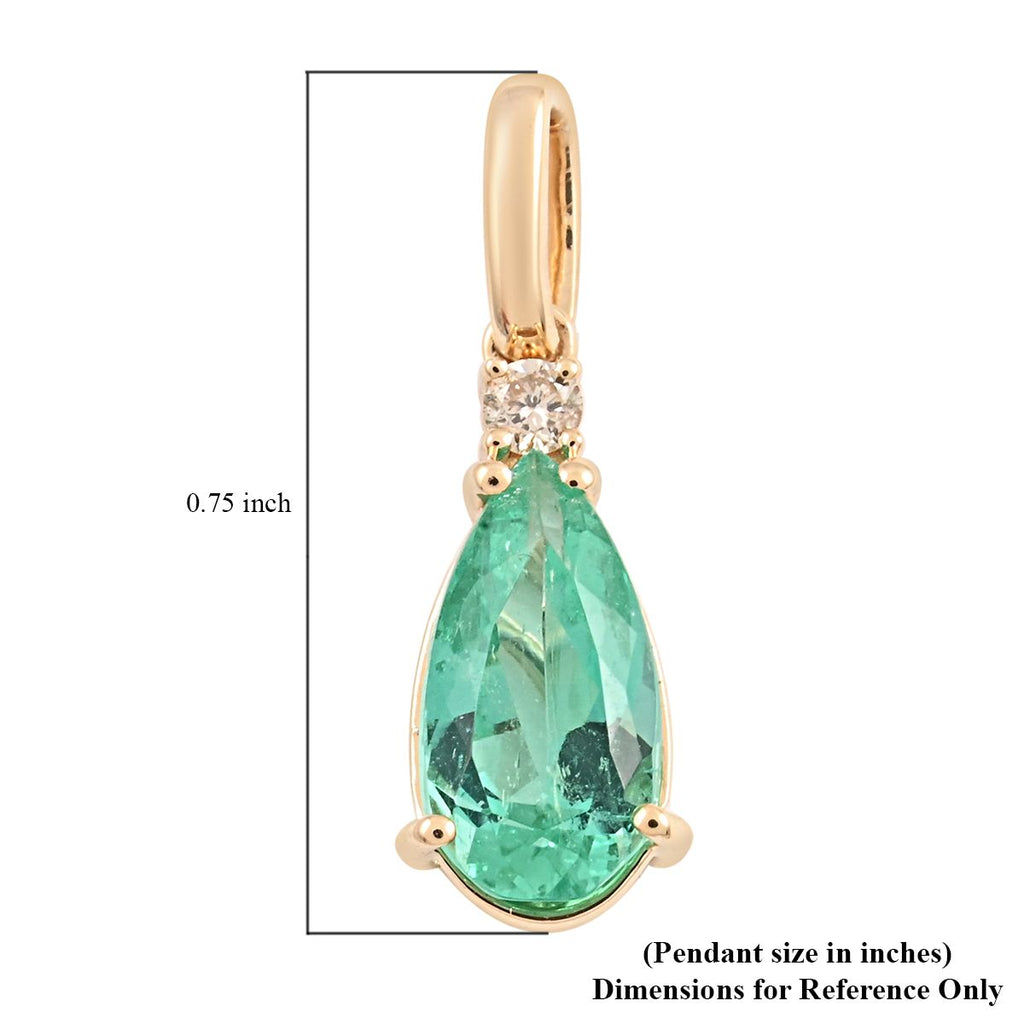 AAA Kolumbianischer Smaragd und weißer Diamant-Anhänger,  zertifiziert und geprüft, 585 Gold ca. 1.15 ct