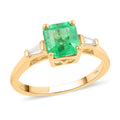 AAA Kolumbianischer Smaragd, Weißer Diamant Ring 585 Gold (Größe 17.00) ca. 1,15 ct