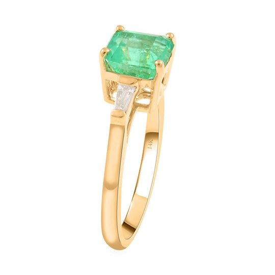 AAA Kolumbianischer Smaragd, Weißer Diamant Ring 585 Gold ca. 1,15 ct