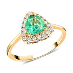 AAA Kolumbianischer Smaragd, Weißer Diamant Ring 585 Gold (Größe 17.00) ca. 1.25 ct