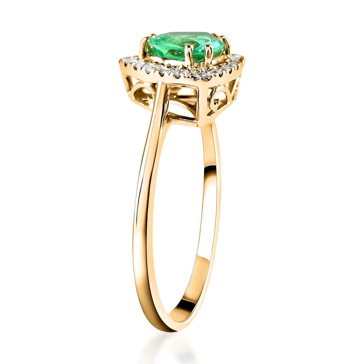 AAA Kolumbianischer Smaragd, Weißer Diamant Ring 585 Gold (Größe 17.00) ca. 1.25 ct