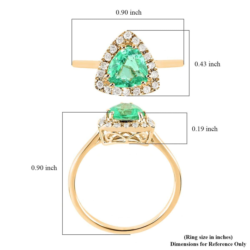 AAA Kolumbianischer Smaragd, Weißer Diamant Ring 585 Gold (Größe 17.00) ca. 1.25 ct