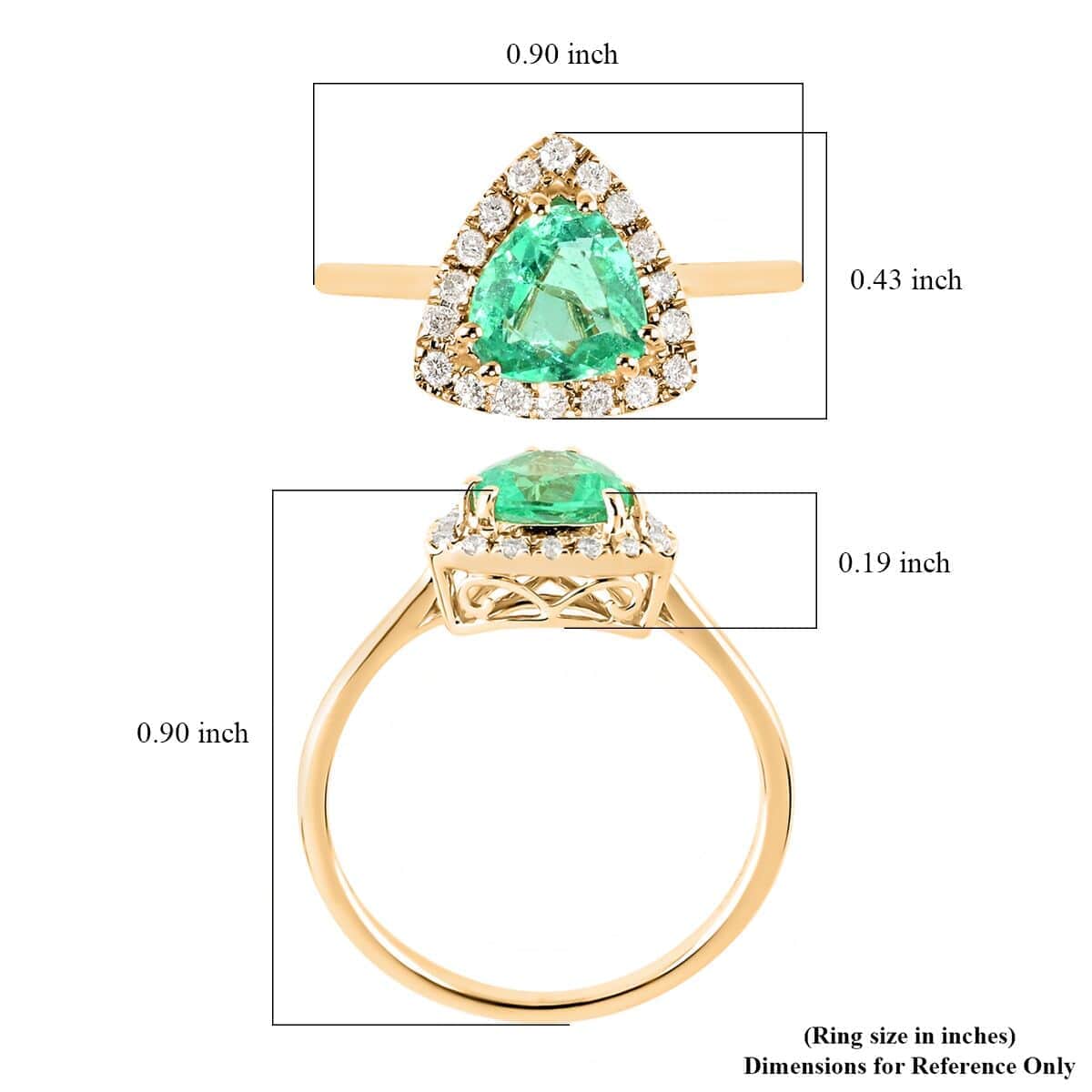 AAA Kolumbianischer Smaragd, Weißer Diamant Ring 585 Gold (Größe 17.00) ca. 1.25 ct