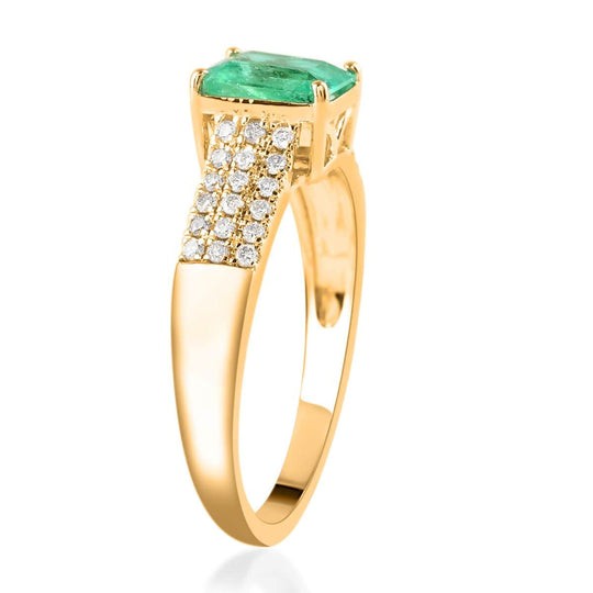 LUXORO AAA Kolumbianischer Smaragd, Weißer Diamant Ring, zertifiziert und geprüft, 585 Gold ca. 1.65 ct