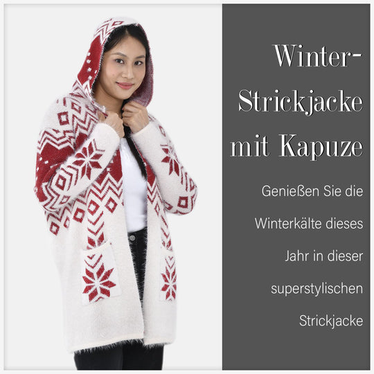 Kuschelweicher, geschmeidiger Cardigan mit Kapuze und zwei Taschen, 110x82 cm, Rot