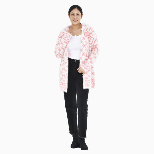 Kuschelweicher, geschmeidiger Cardigan mit Kapuze und zwei Taschen, 110x82 cm, Rot