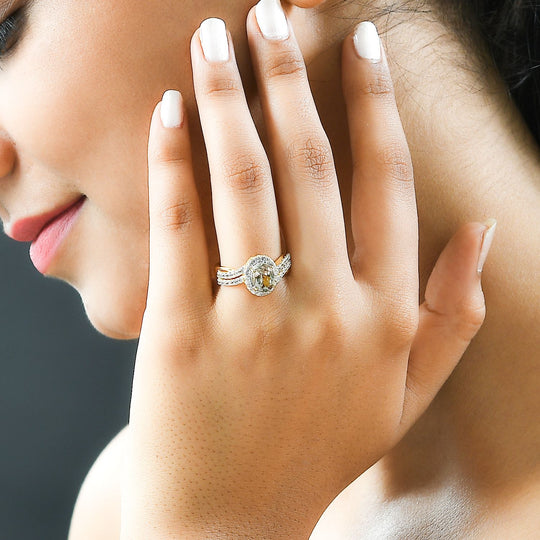 AAA Turkizit und weißer Zirkon-Ring, 925 Silber Gelbgold Vermeil (Größe 20.00) ca. 1,81 ct