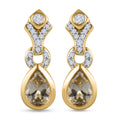 AAA Turkizit und weiße Zirkon-Ohrringe, 925 Silber Gelbgold Vermeil ca. 1.73 ct