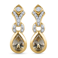 AAA Turkizit und weiße Zirkon-Ohrringe, 925 Silber Gelbgold Vermeil ca. 1.73 ct