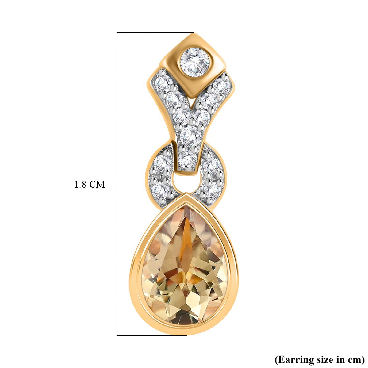 AAA Turkizit und weiße Zirkon-Ohrringe, 925 Silber Gelbgold Vermeil ca. 1.73 ct