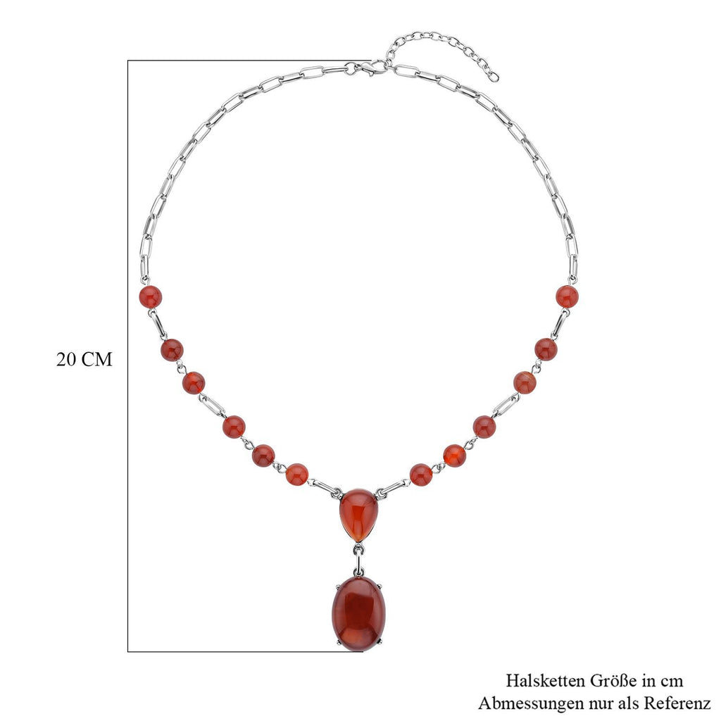 Rotes Achat Collier, ca. 45 cm, silberfarben ca. 70.00 ct