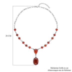 Rotes Achat Collier, ca. 45 cm, silberfarben ca. 70.00 ct