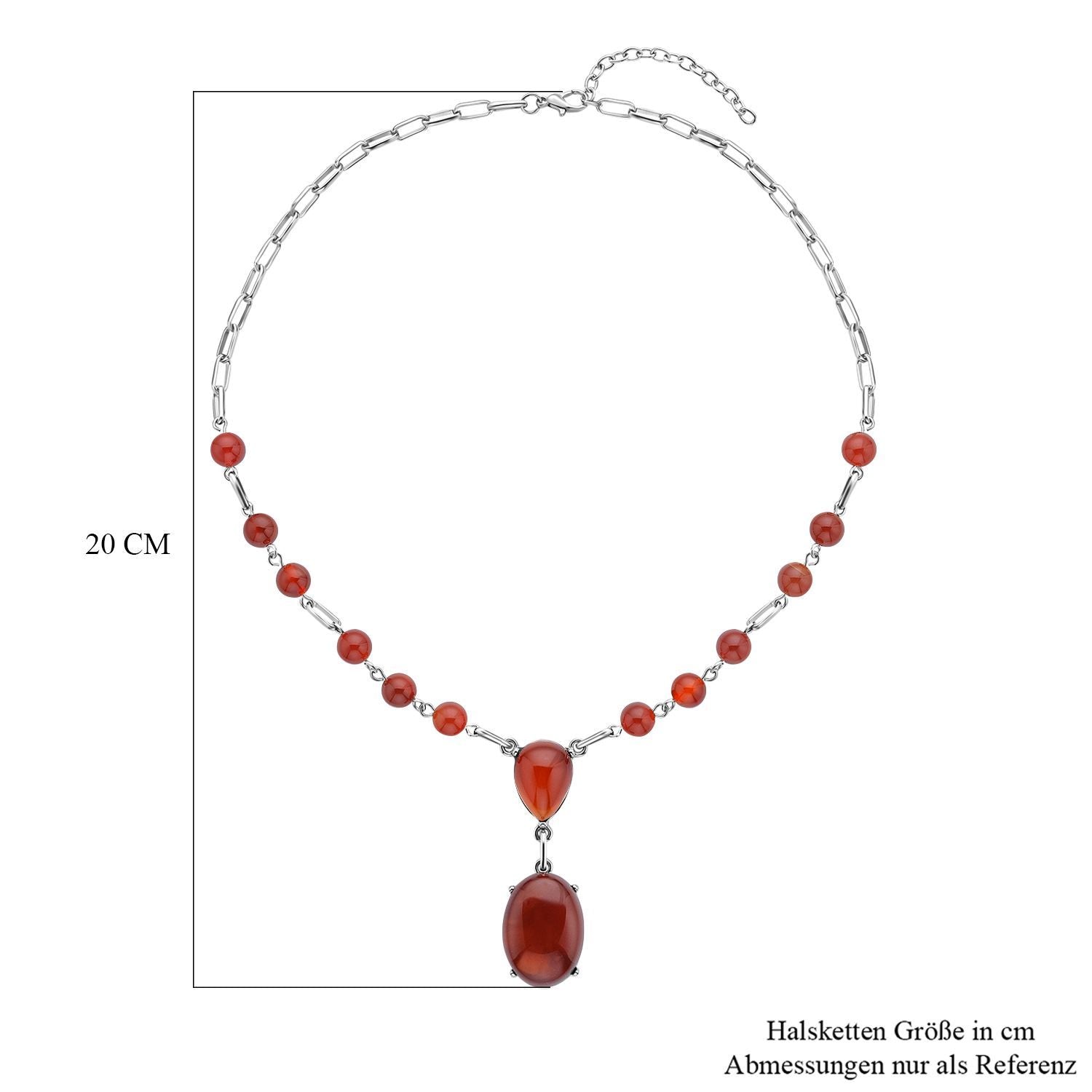 Rotes Achat Collier, ca. 45 cm, silberfarben ca. 70.00 ct
