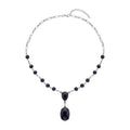 Blaue Sandstein Halskette, ca. 45 cm, silberfarben ca. 70.00 ct