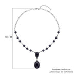 Blaue Sandstein Halskette, ca. 45 cm, silberfarben ca. 70.00 ct