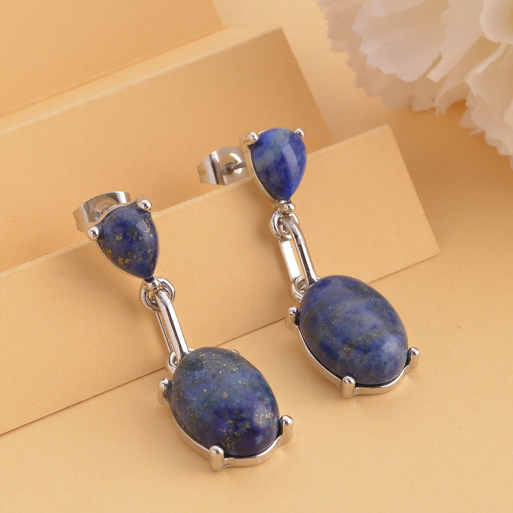 Lapislazuli Ohrringe, silberfarben ca. 25.00 ct