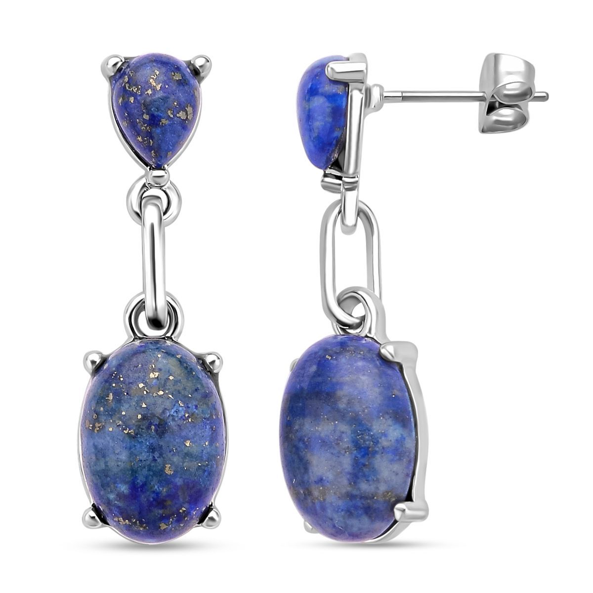 Lapislazuli Ohrringe, silberfarben ca. 25.00 ct